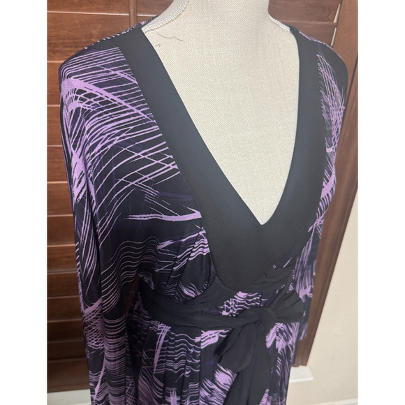 Bisou Bisou Purple & Black Dress Formal Cocktail sz XL stretchy abstract print - Picture 3 of 8
